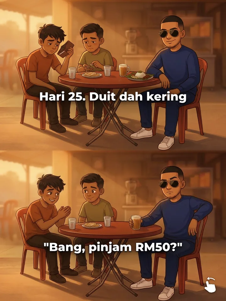 Hari ke-25 di mamak: dua kawan sudah kehabisan duit dan seorang minta pinjam RM50.